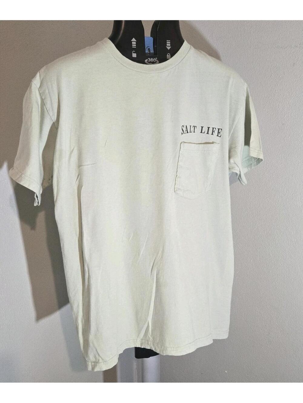 Salt Life Light Green Fishing T-Shirt Men’s Short Sleeve Pocket Graphic Print